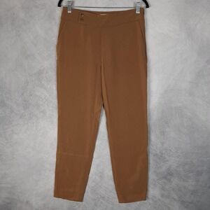 Sézane Pants Womens 38 Brown Crepe Slim Ankle Dress Pants Zip Pockets